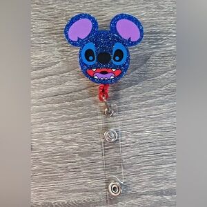 Blue Glitter Character Badge Reel